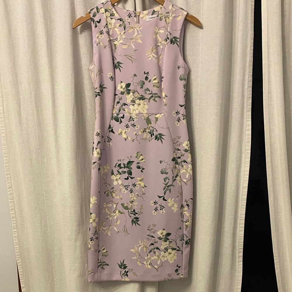 Calvin Klein Lavender Floral Midi Dress